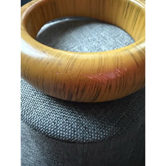 Vintage Acrylic Bangle Bracelet Tiger Striped Chunky Stackable Mod Boho Retro - Picture 3 of 6